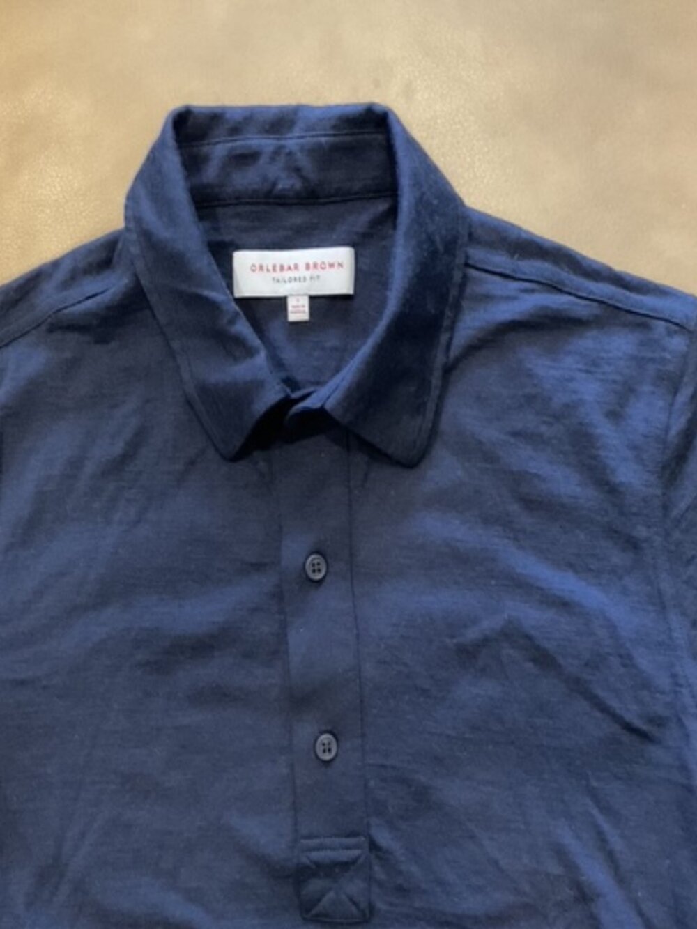 Orlebar Brown Men's Merino Navy Polo (Large - Tailored Fit)